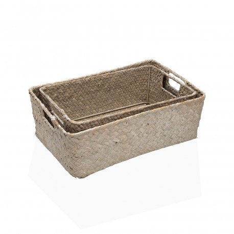 SET OF 2 BASKETS WITH HANDLES GREY