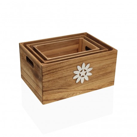 SET OF 3 WOODEN BOXES VERDOR