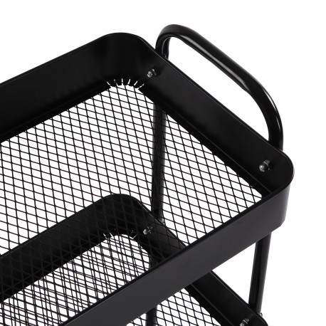 BLACK METAL TROLLEY 3 SHELVES