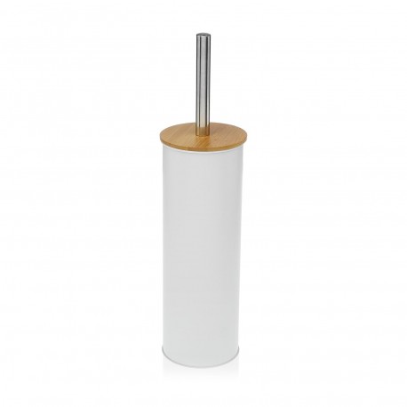 WHITE BAMBOO-LID TOILET BRUSH