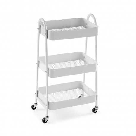 WHITE METAL TROLLEY 3 SHELVES