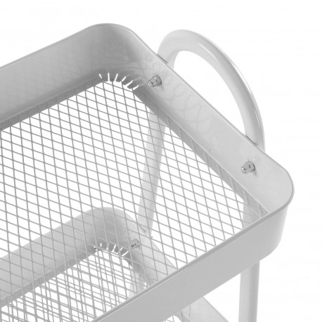 WHITE METAL TROLLEY 3 SHELVES