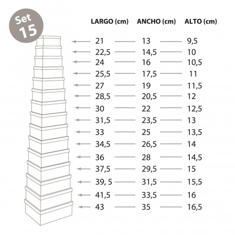 SET OF 15 CARDBOARD BOXES LAISON