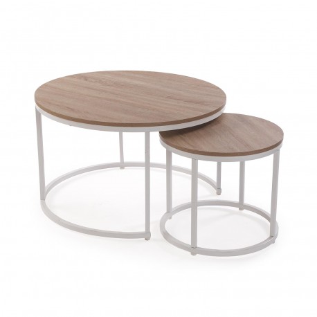 SET OF 2 WHITE AUXILIARY TABLES AUREA