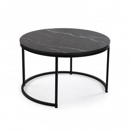SET OF 2 MARBLE-EFFECT TABLES AUREA