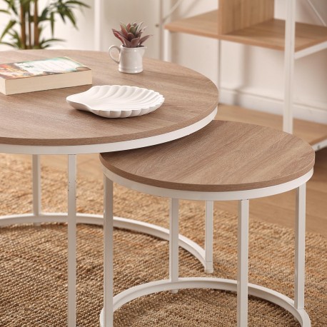 SET OF 2 WHITE AUXILIARY TABLES AUREA