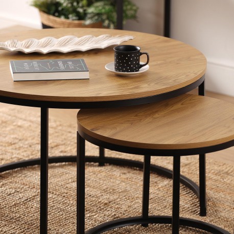 SET OF 2 BLACK AUXILIARY TABLES AUREA