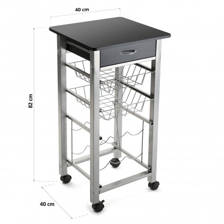 KITCHEN TROLLEY BLACK 40CM