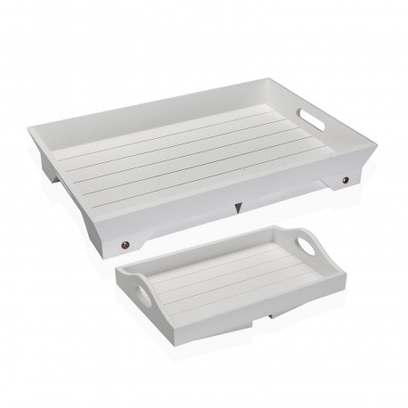 SET OF 2 WHITE TRAYS WITH LEGS