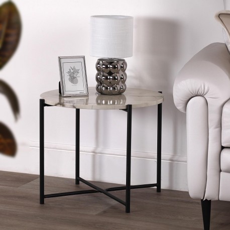 METALLIC BASE LAMP W/ ROUNDED SHADE