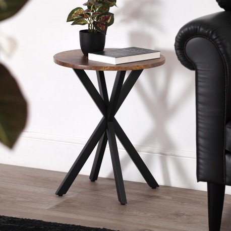WOODEN ROUND SIDE TABLE 40x50