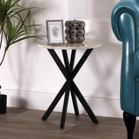 MARBLE EFFECT ROUND SIDE TABLE 40x50