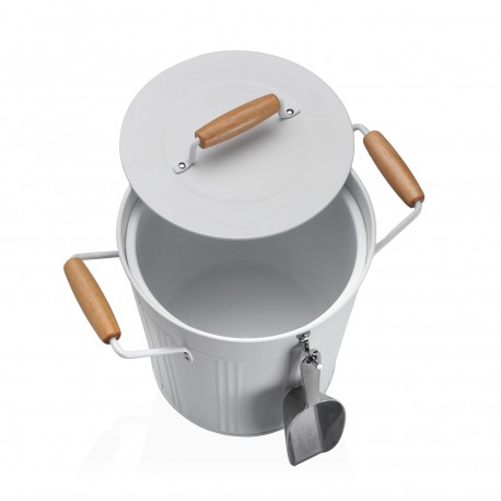 WHITE ICE BUCKET WITH LID AND SPOON