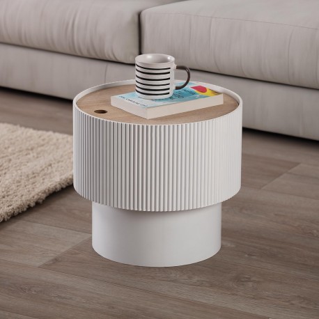 LESLIE WHITE ROUND SIDE TABLE