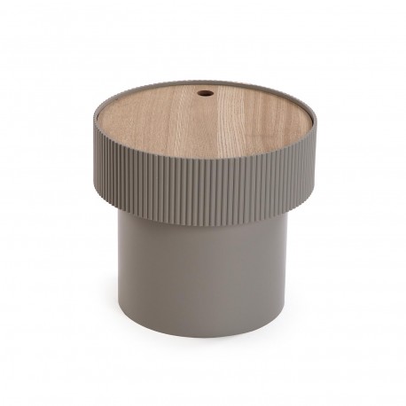 LESLIE GRAY ROUND SIDE TABLE