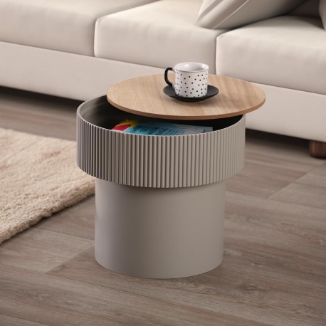 LESLIE GRAY ROUND SIDE TABLE