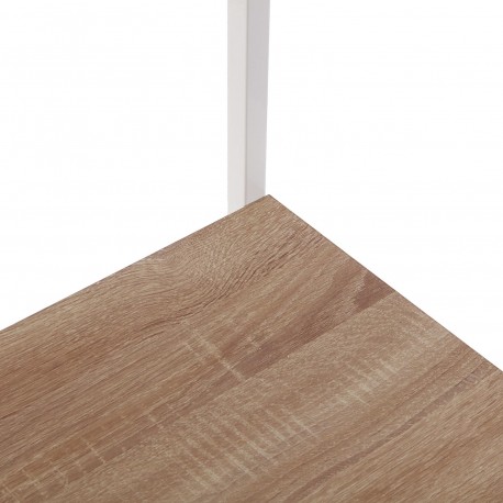 LIGHT WOOD AND WHITE METAL SHELF