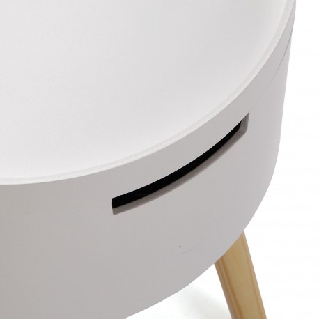 WHITE ROUND SIDE TABLE WITH DRAWER