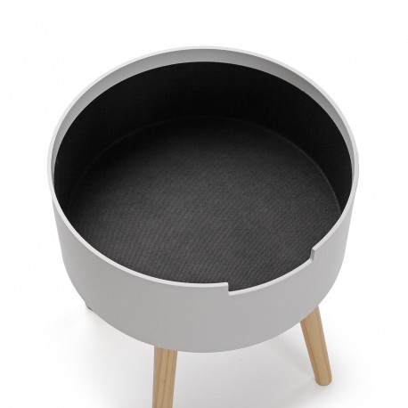 WHITE ROUND SIDE TABLE WITH DRAWER