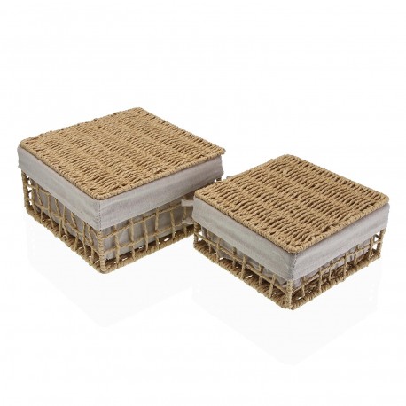 SET OF 2 BASKETS BROWN NADIR WITH LID