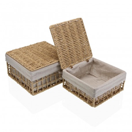 SET OF 2 BASKETS BROWN NADIR WITH LID