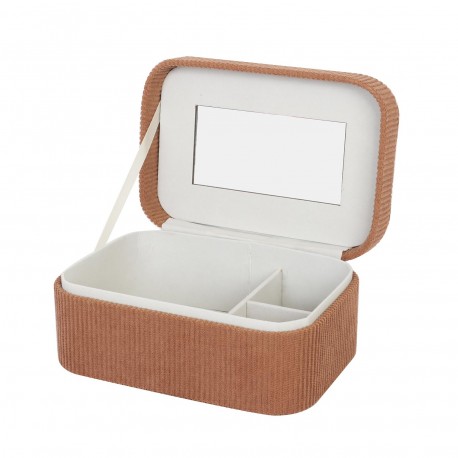 SMALL VELVET JEWELRY BOX TERRACOTA  WITH MIRROR