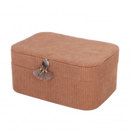 SMALL VELVET JEWELRY BOX TERRACOTA  WITH MIRROR