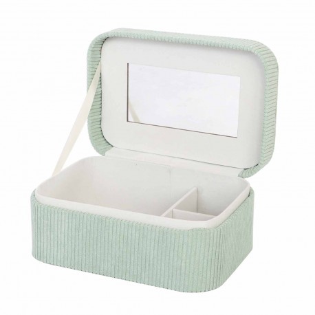SMALL VELVET JEWELRY BOX GREEN WITH MIRROR