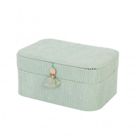 SMALL VELVET JEWELRY BOX GREEN WITH MIRROR