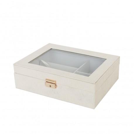 WOODEN BOX BEIGE INTERIOR FOR WATCHES