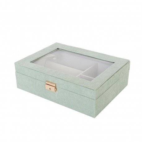 WOODEN BOX GREEN INTERIOR FOR WATCHES