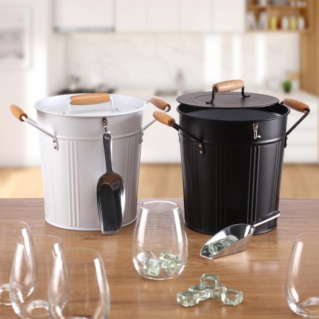 BLACK ICE BUCKET WITH LID AND SPOON