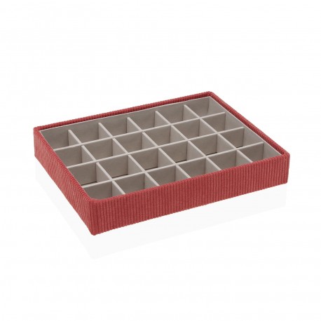 VELVET JEWELRY BOX RED 20 COMPARTMENTS