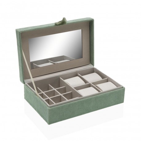 VELVET JEWELRY BOX GREEN WITH MIRROR