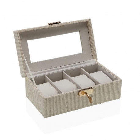 WOODEN BOX FOR 4 WATCHES BEIGE INTERIOR