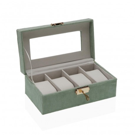 WOODEN BOX FOR 4 WATCHES GREEN INTERIOR