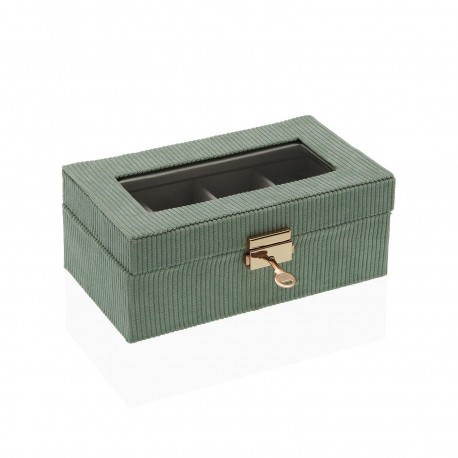 WOODEN BOX FOR 4 WATCHES GREEN INTERIOR