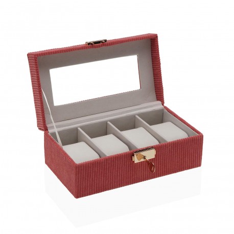 WOODEN BOX FOR 4 WATCHES TERRACOTA