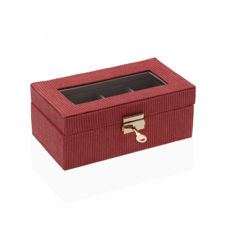 WOODEN BOX FOR 4 WATCHES TERRACOTA