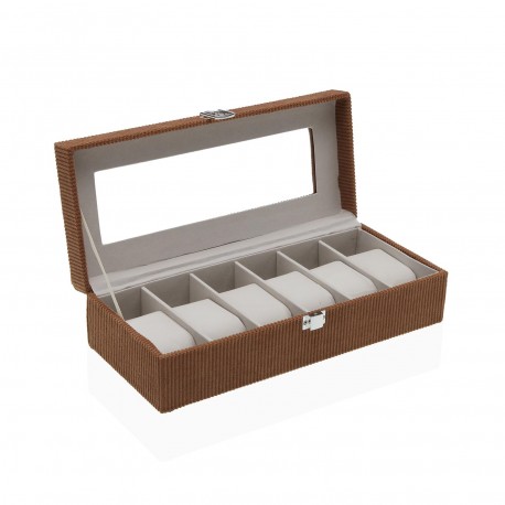 TERRACOTA  VELVET BOX FOR 6 WATCHES