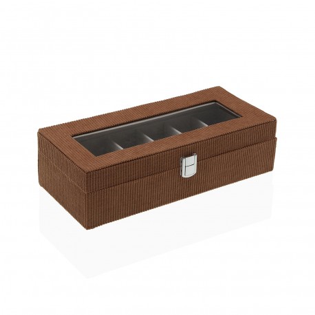 TERRACOTA  VELVET BOX FOR 6 WATCHES