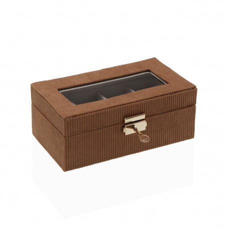 WOODEN BOX FOR 4 WATCHES GRAY INTERIOR