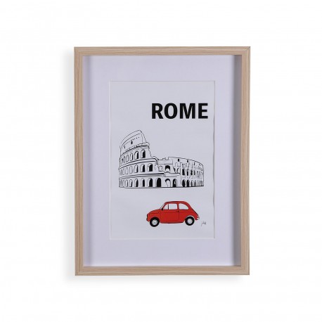 FRAMED ROME POSTER WOODEN 20 X 30