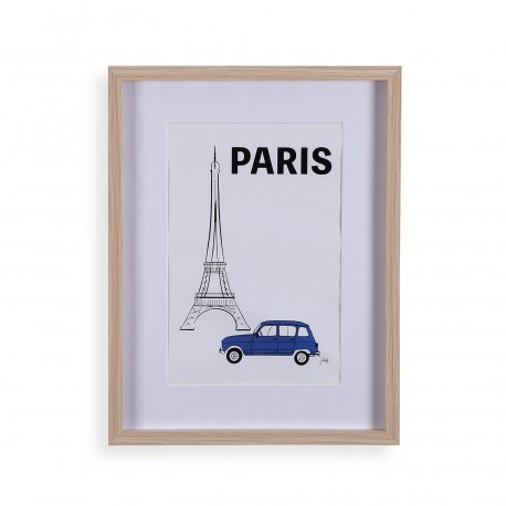 FRAMED PARIS POSTER WOODEN 20 X 30
