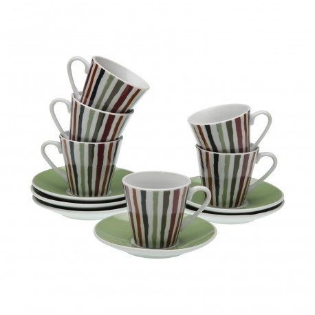 6 COFFEE CUPS SET W/ PLATE LIGNE
