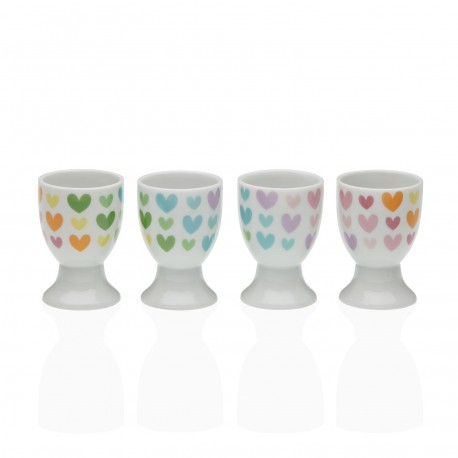 4 EGG HOLDERS SET COLOUR HEARTS