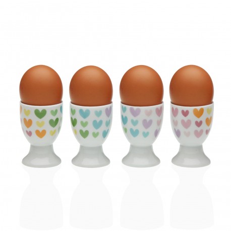 4 EGG HOLDERS SET COLOUR HEARTS
