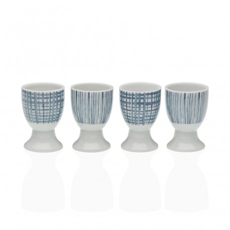 4 EGG HOLDERS SET BLUE STRIPES