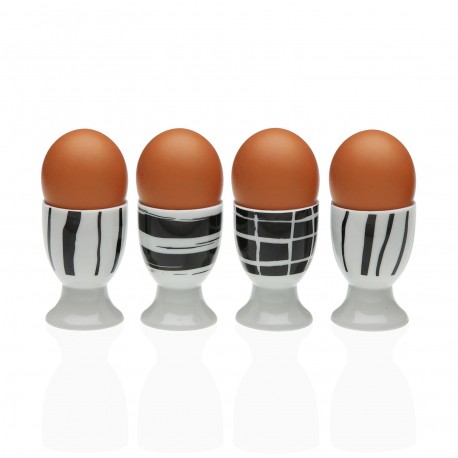 4 EGG HOLDERS SET BLACK STRIPES