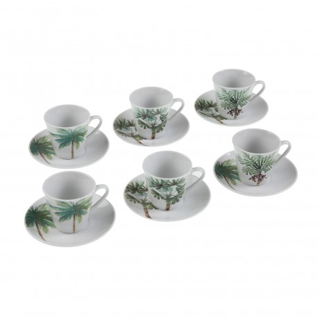 6 COFFEE CUPS SET W/ PLATE LEAVES